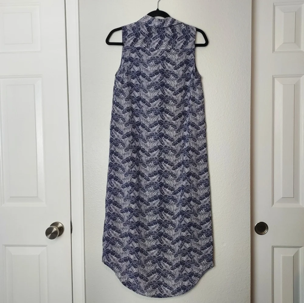 EQUIPMENT Tegan Sleeveless Silk Shirt Dress in Leaf Print Small S